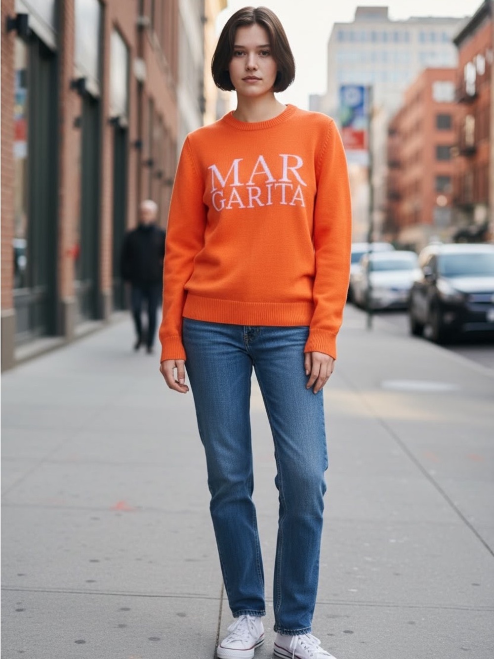 Fuzzi Graphic Print Margarita Orange Crewneck Sweater